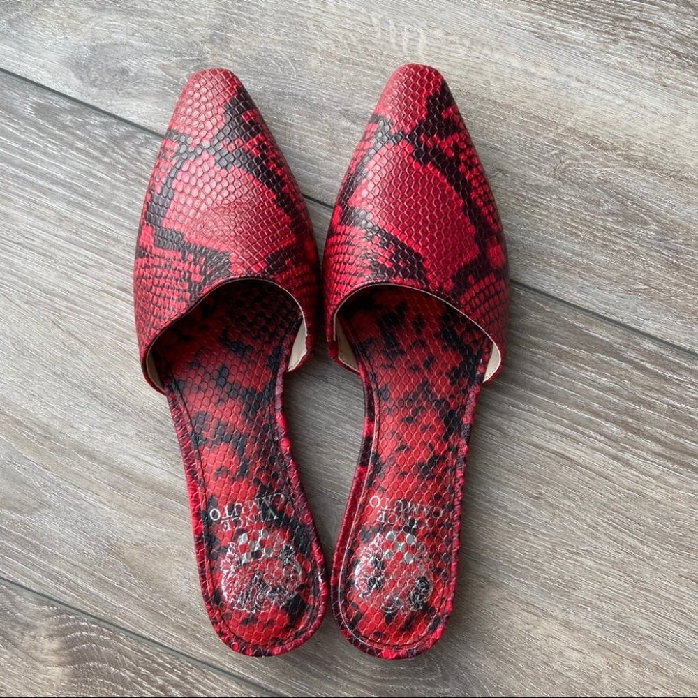 Red Snake Print Women's Mules